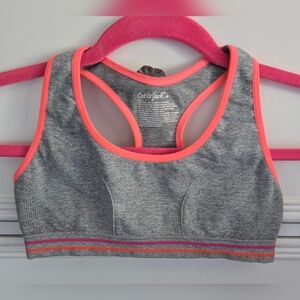 Cat & Jack Girls Gray Sports Bra with Orange Trim Size M
